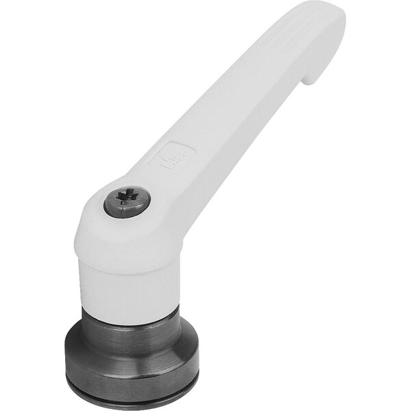 Adjustable Handle W Clamp Force Intensif Size:2, M08, Plastic Gray , Comp:Steel Black Oxidized